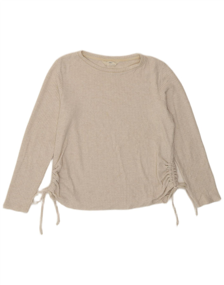Top pentru femei Marks & Spencer cu mânecă lungă UK 12 Medium Bej Viscoză