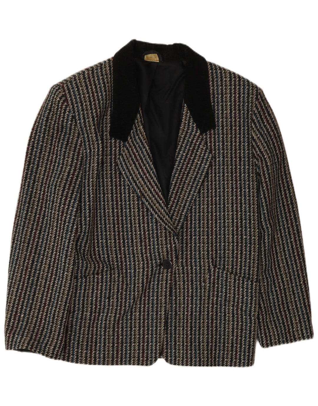Blazer Vintage pentru femei cu 1 nasture, UK 10, cu carouri mici, multicolore