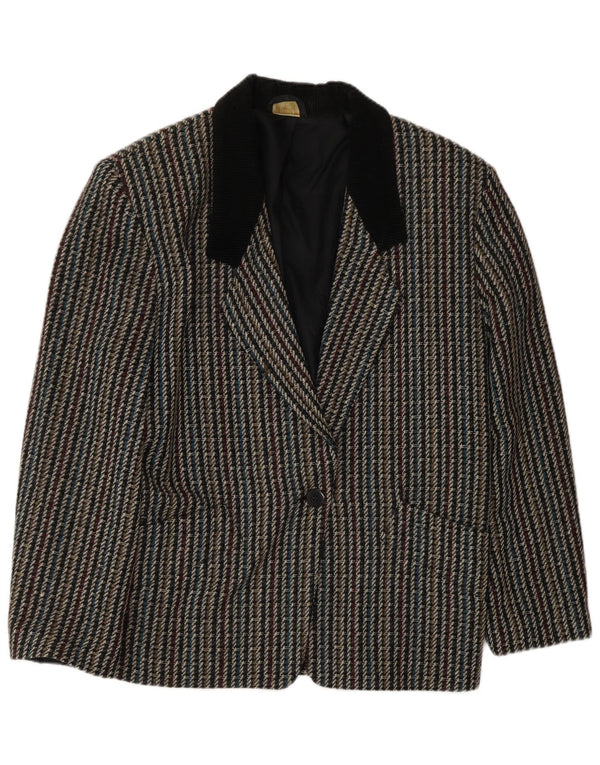 Blazer Vintage pentru femei cu 1 nasture, UK 10, cu carouri mici, multicolore