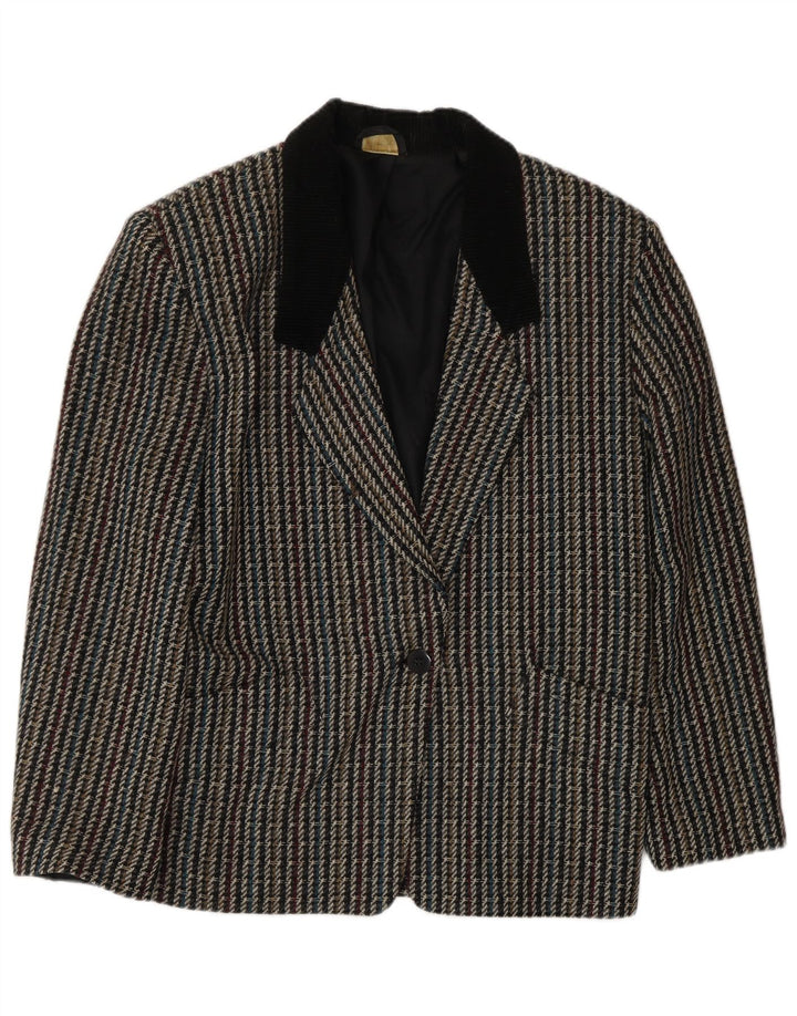 Blazer Vintage pentru femei cu 1 nasture, UK 10, cu carouri mici, multicolore