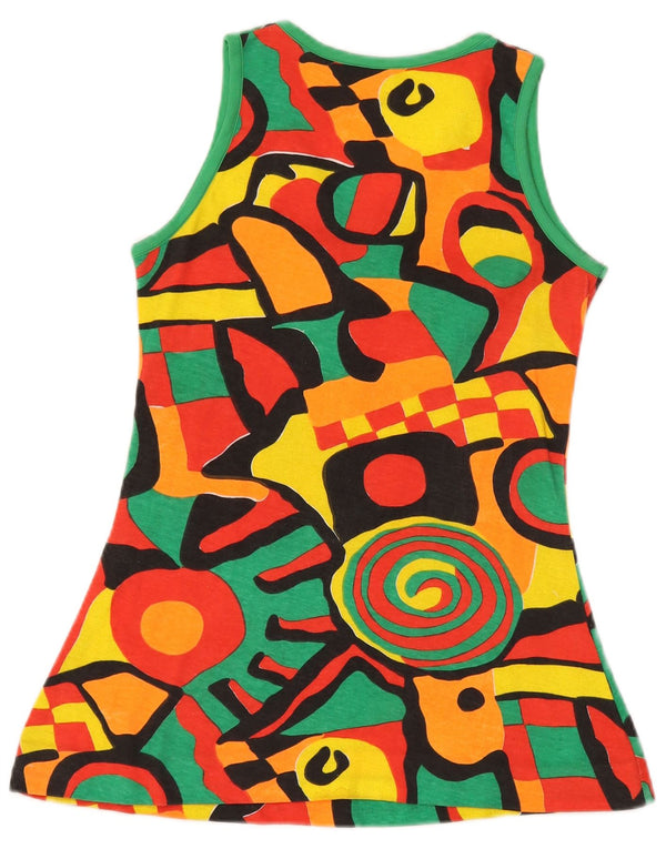 VINTAGE Vest Vest Top Femei EU 36/38 Bumbac Geometric Multicolor Mic