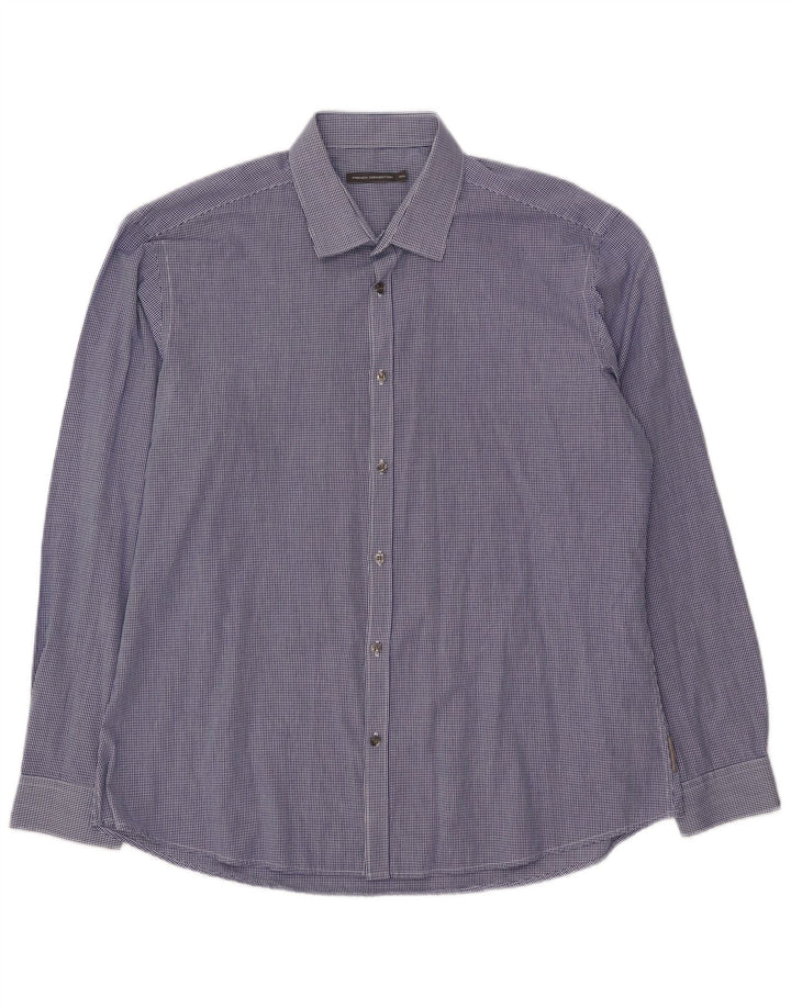 FRENCH CONNECTION Mens Shirt 2XL Navy Blue Check Cotton