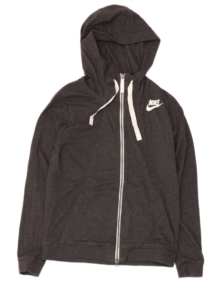 Pulover Nike pentru femei, cu fermoar, UK 12, poliester, gri mediu