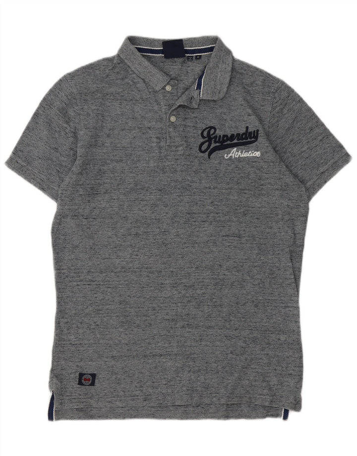 Tricou polo grafic pentru bărbați Superdry, bumbac cu pete gri mediu