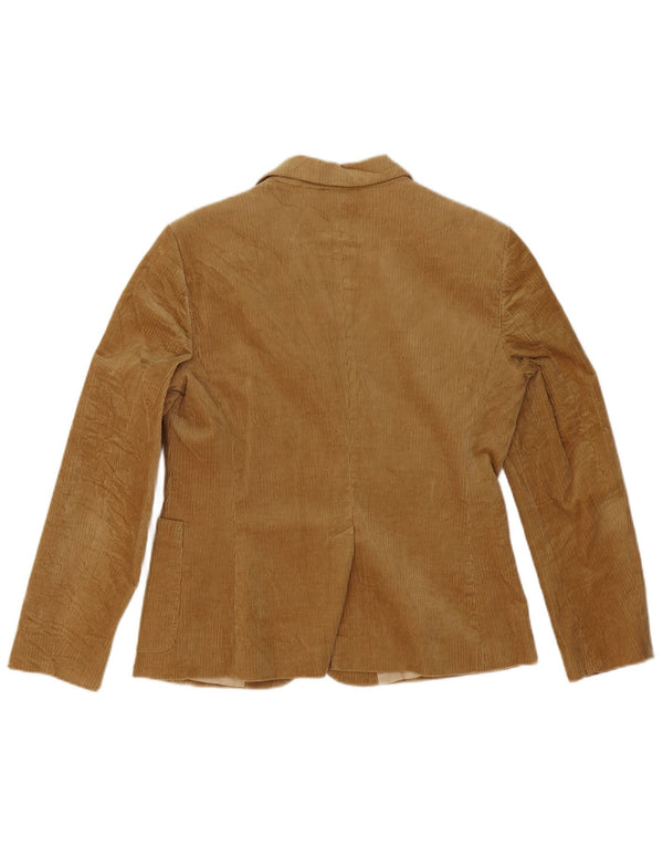 Jachetă Benetton pentru femei, cu 3 nasturi, din velur, IT 46, bumbac maro mare