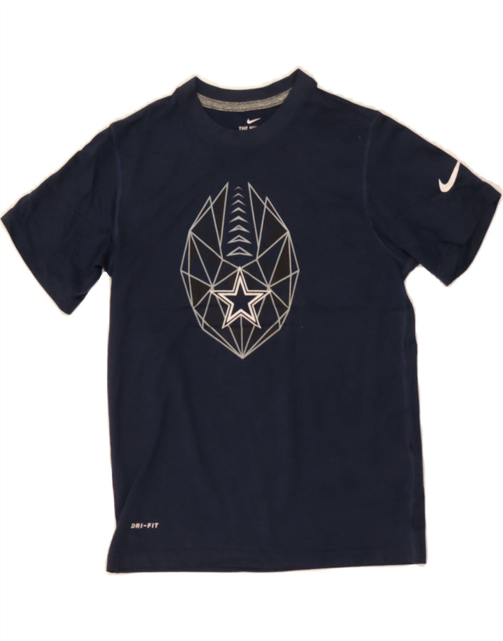 NIKE Boys Dri Fit Graphic T-Shirt Top 8-9 Years Small  Navy Blue Polyester Vintage Nike and Second-Hand Nike from Messina Hembry 