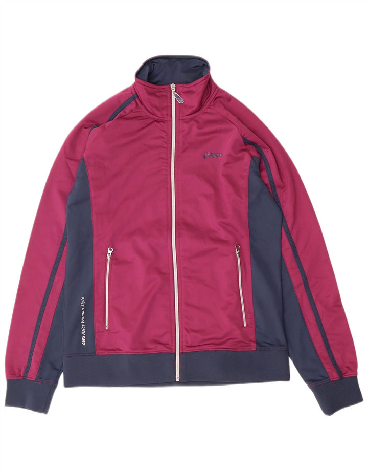 Jachetă de top pentru trening ASICS pentru femei UK 14 mare, mov, poliester color bloc