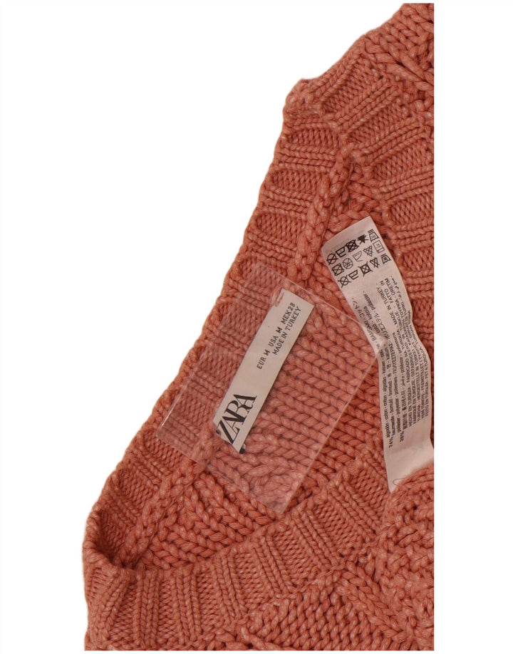 Pulover supradimensionat pentru femei Zara, cu gât de barcă, UK 14, bumbac roz mediu