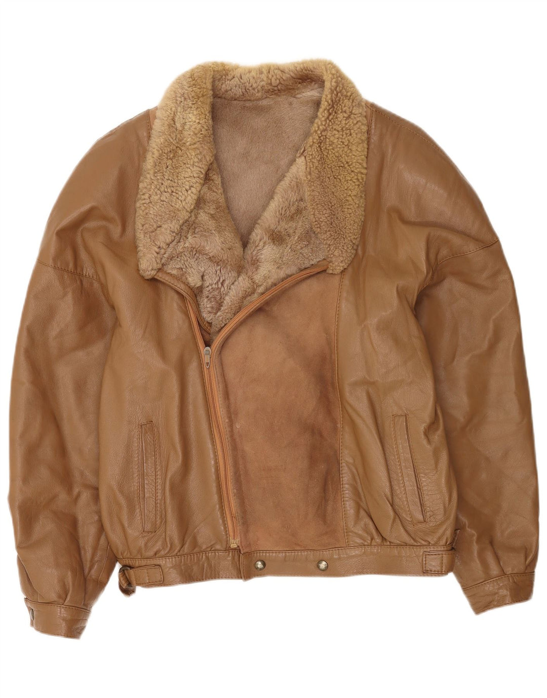 Jachetă vintage pentru bărbați din shearling IT 50 Large Beige