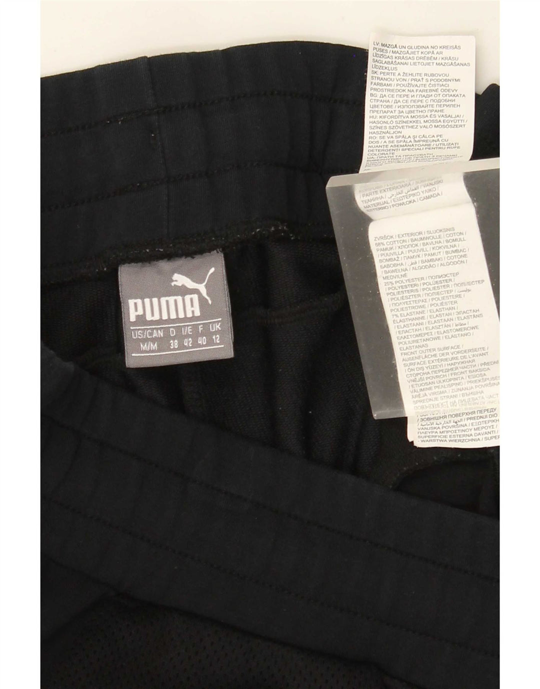 Leggings crop grafic Puma pentru femei UK 12, bumbac mediu negru