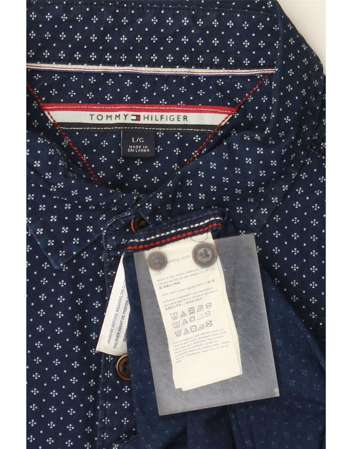 Cămașă pentru bărbați Tommy Hilfiger cu model abstract, bumbac mare, albastru bleumarin