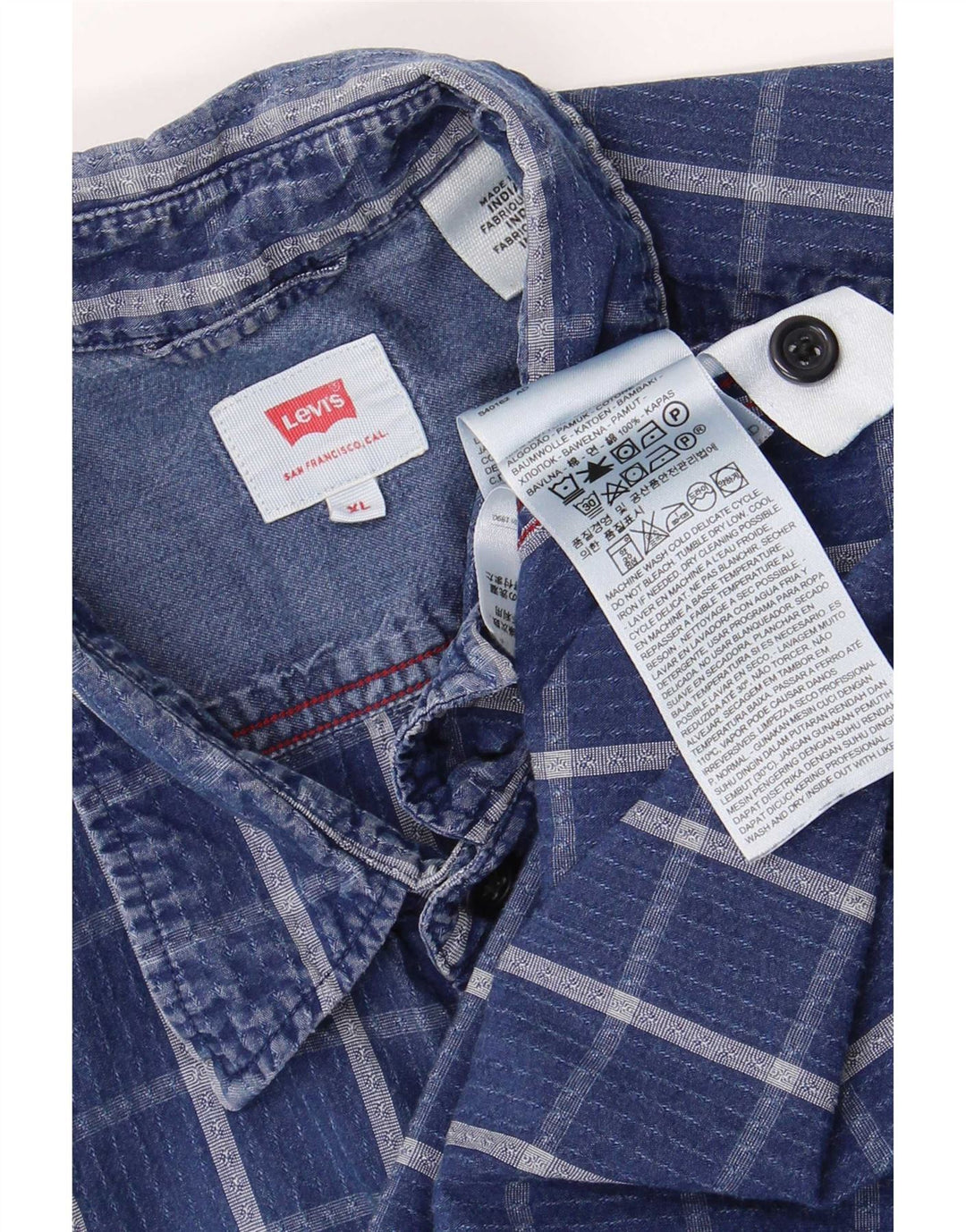 Cămașă pentru bărbați Levi's XL Blue Check Bumbac