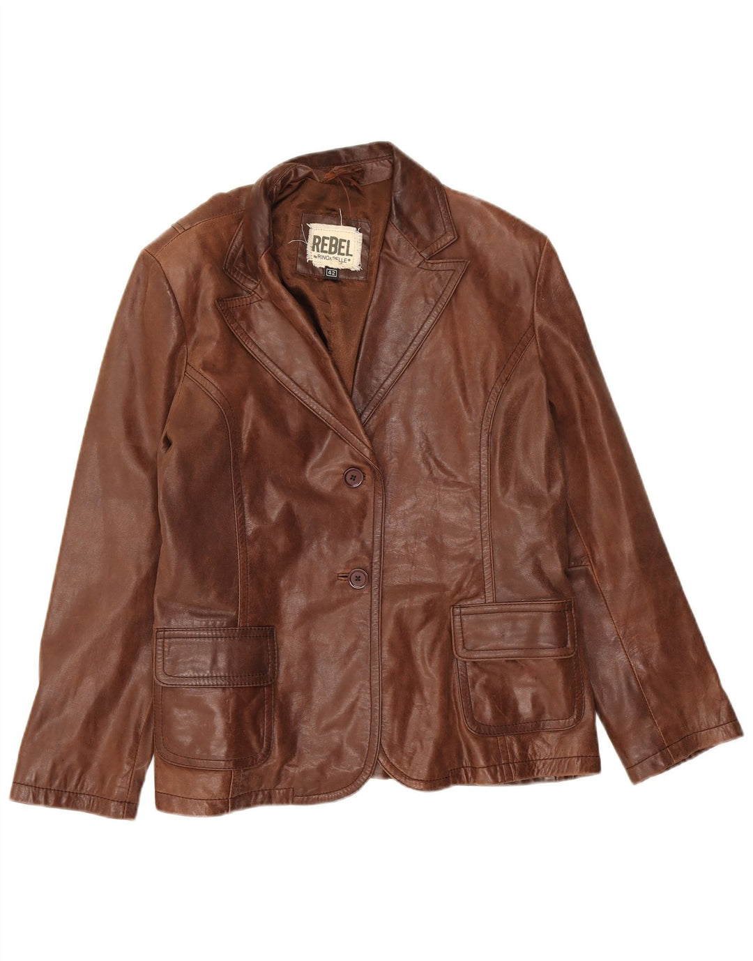 Jachetă Blazer cu 2 nasturi Rino & Pelle pentru femei IT 42 piele maro medie
