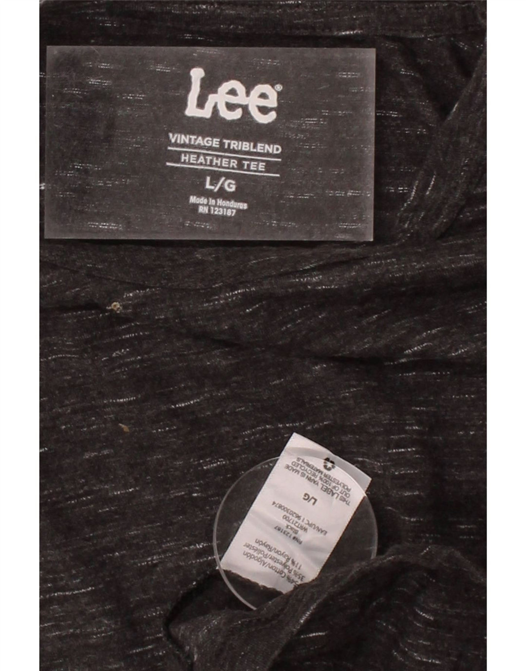LEE Mens T-Shirt Top Large Black Flecked Cotton Vintage Lee and Second-Hand Lee from Messina Hembry 