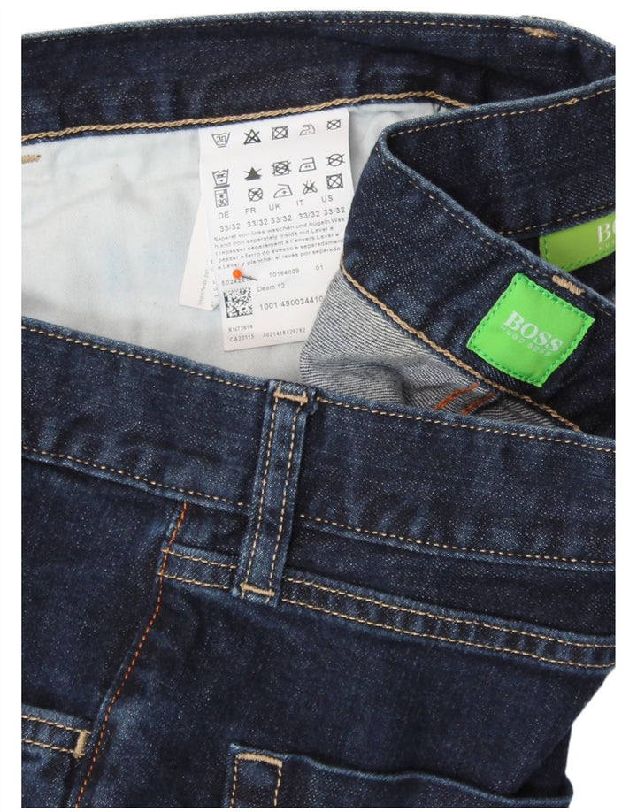 Blugi tăiați pentru bărbați HUGO BOSS L33 L25 bumbac bleumarin