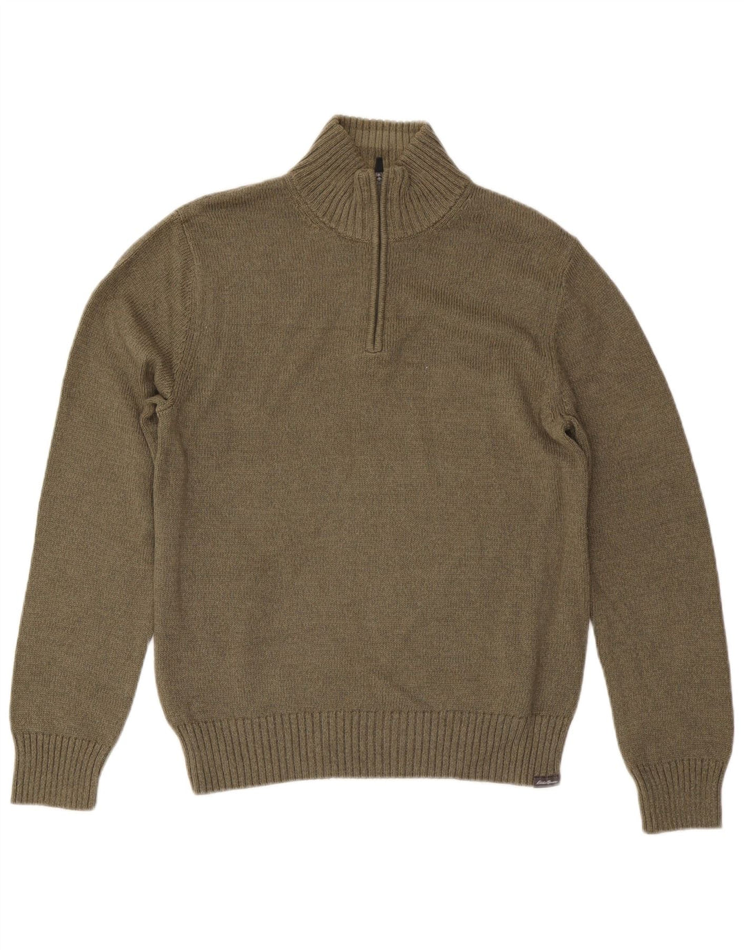 EDDIE BAUER Pulover pentru bărbați cu fermoar și gât, bumbac mic kaki