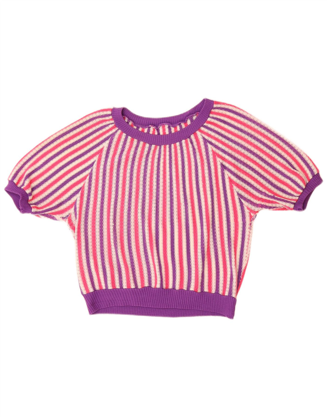 VINTAGE Pulover cu gât de barcă pentru femei UK 14, mare, cu dungi multicolore