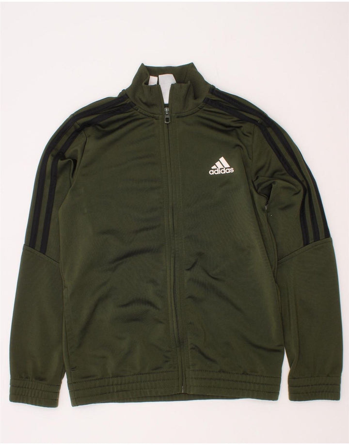 Jachetă de top pentru trening Adidas băieți 9-10 ani Kaki Poliester