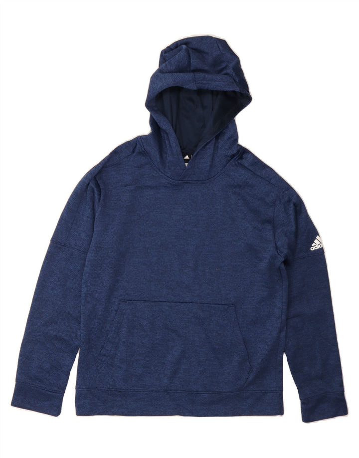 ADIDAS Boys Hoodie Jumper 13-14 Years Navy Blue Polyester Vintage Adidas and Second-Hand Adidas from Messina Hembry 