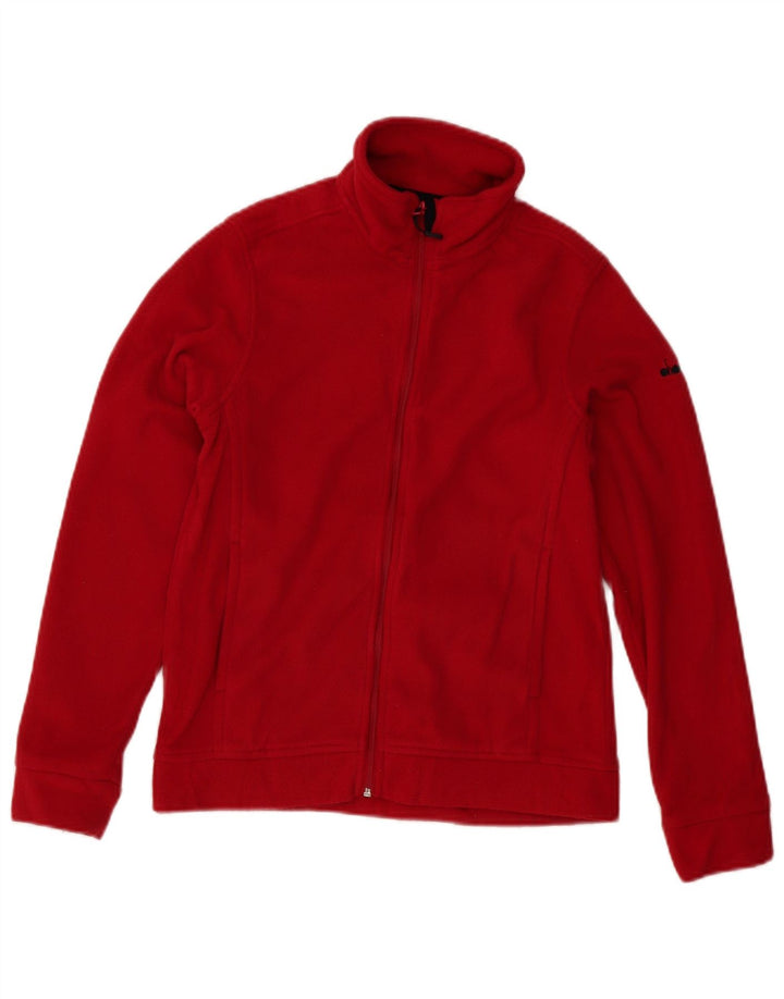 DIADORA Womens Fleece Jacket UK 10 Small Red Polyester