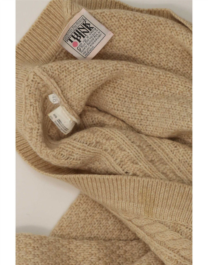 Pulover cardigan pentru bărbați Think Pink IT 48 Medium Bej Lână de miel