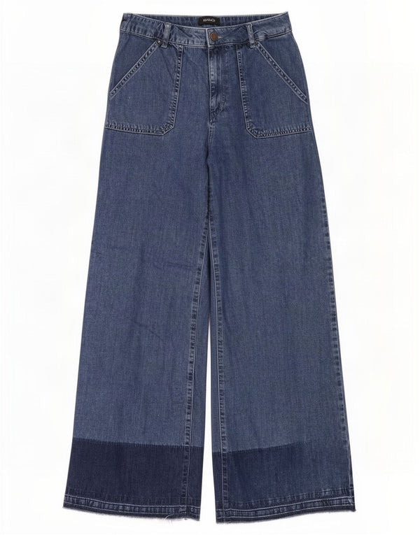 Max&Co. Blugi de damă cu talie înaltă cu picioare largi L28 L30 bumbac color block albastru