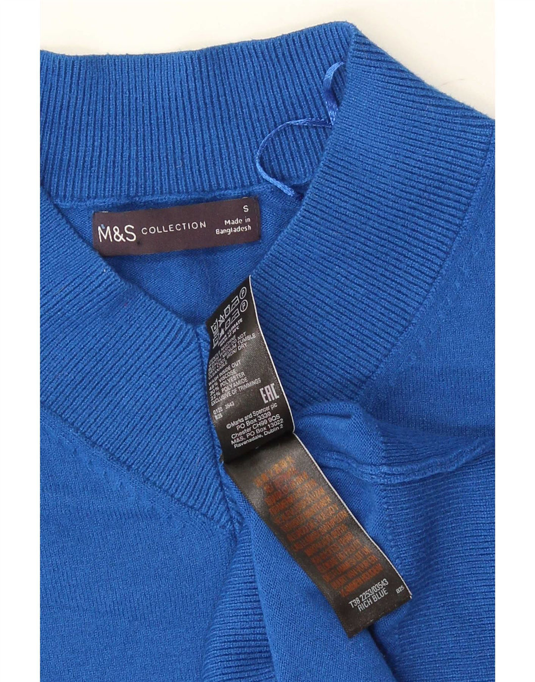 Pulover cu decolteu în V pentru femei Marks & Spencer UK 10 Mic Albastru