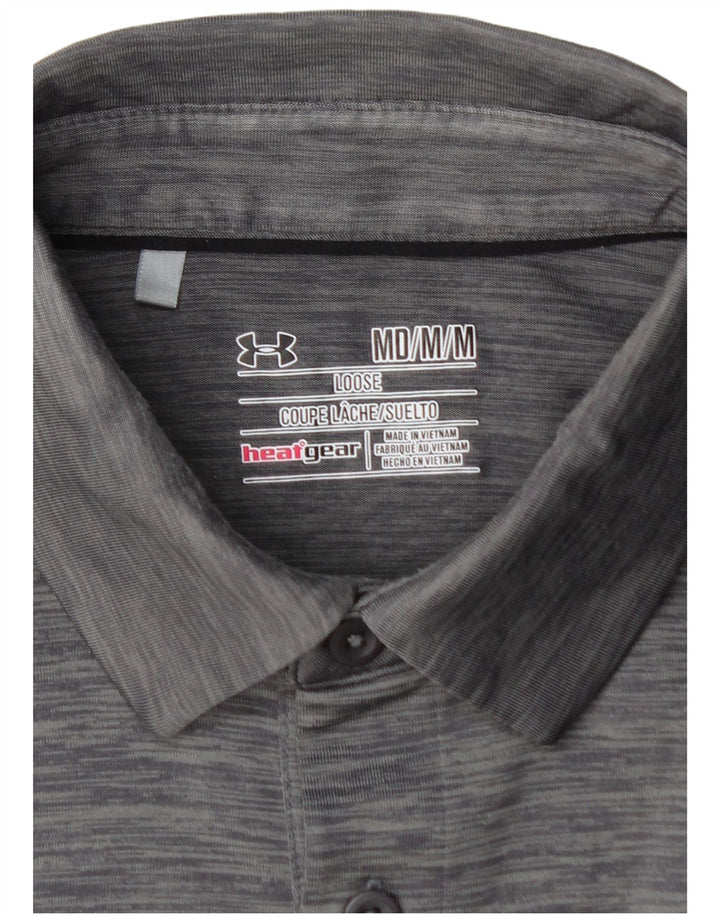Cămașă polo pentru bărbați UNDER ARMOUR Heat Gear, gri mediu cu dungi
