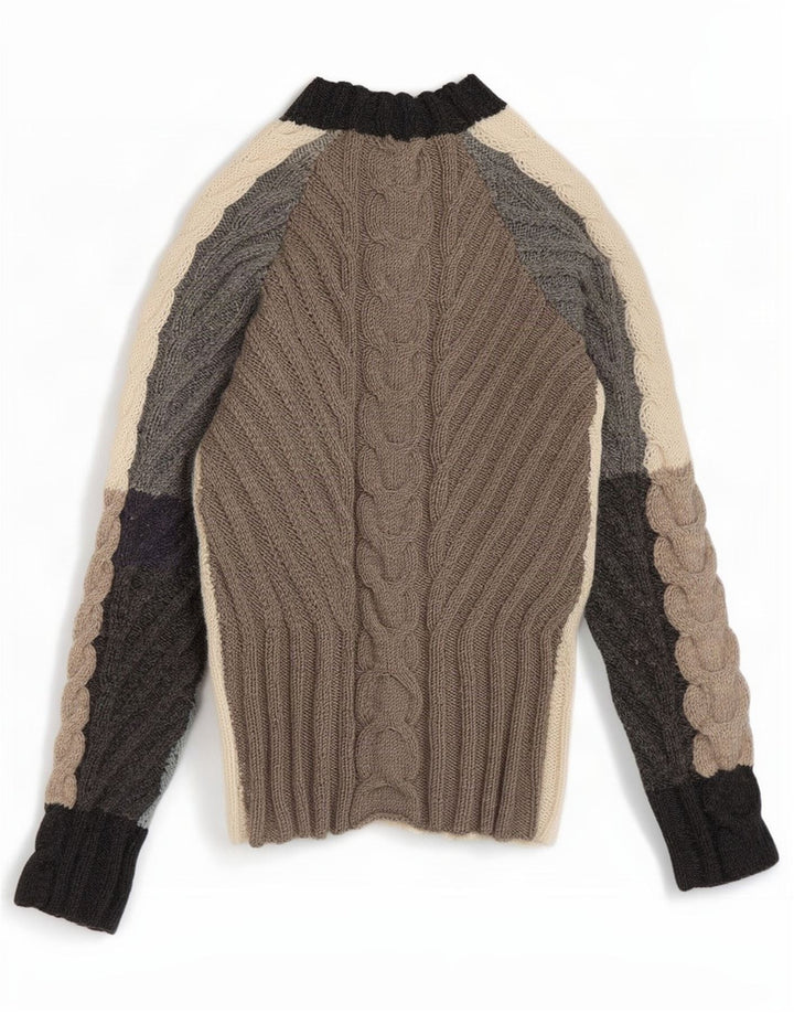 Pulover vintage cu gât țestoasă pentru femei UK 10 mic multicolor