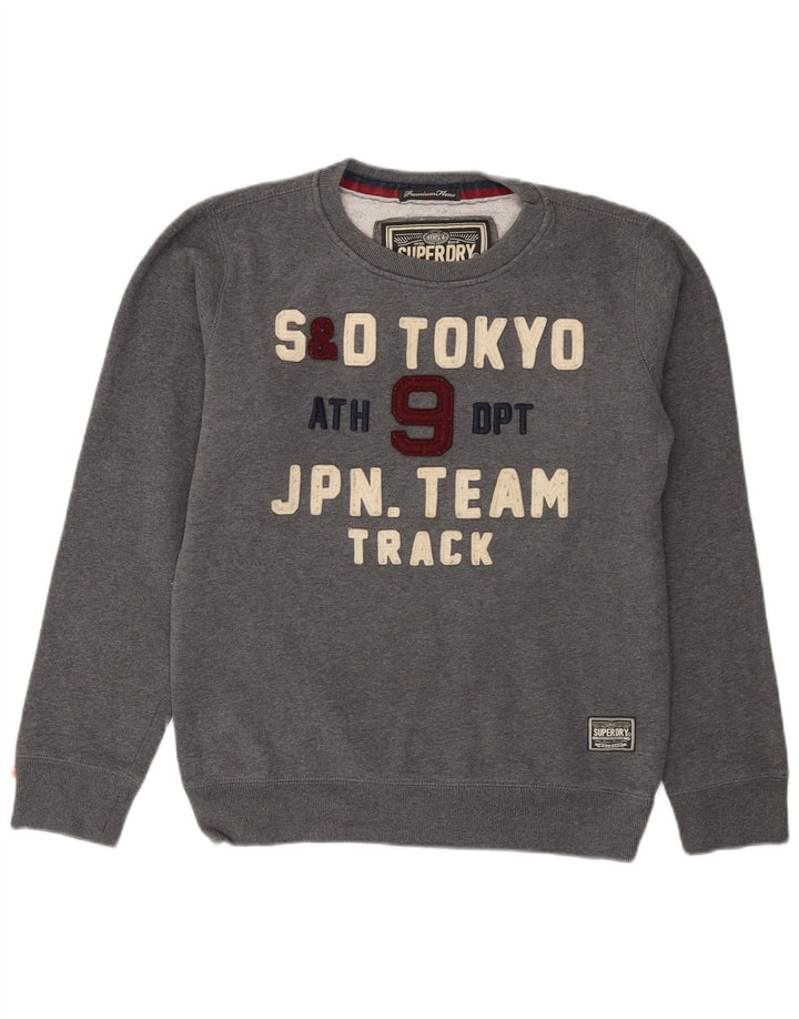Pulover grafic pentru bărbați Superdry, bumbac mare, gri