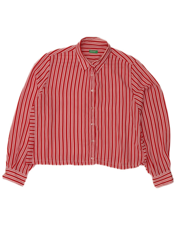 Bluză pentru femei Benetton cămașă crop UK 18 XL, cu dungi roșii