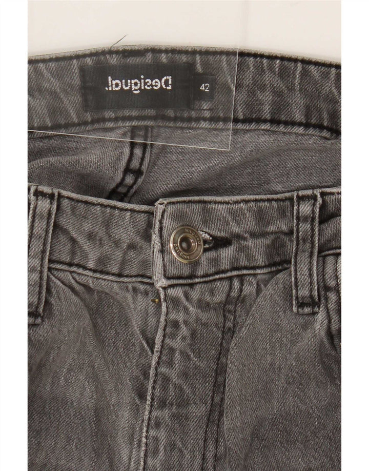 Blugi drepti cu model abstract pentru femei Desigual EU 42 Large W32 L28 Gri