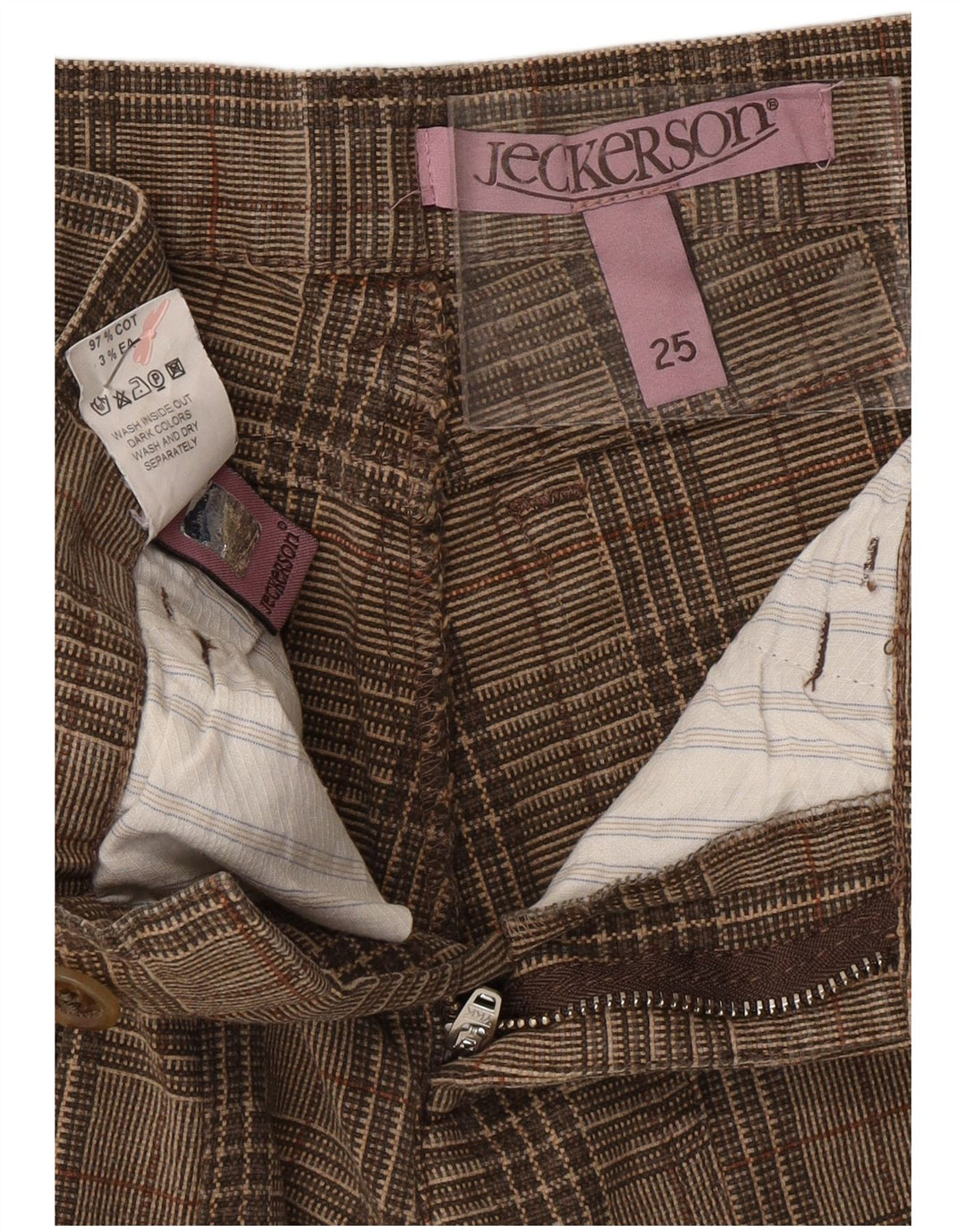 Pantaloni casual conici pentru femei JECKERSON L25 L25 bumbac maro check