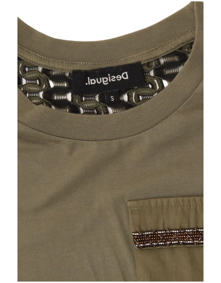 Tricou Desigual pentru femei Top UK 10 Small Kaki Poliester