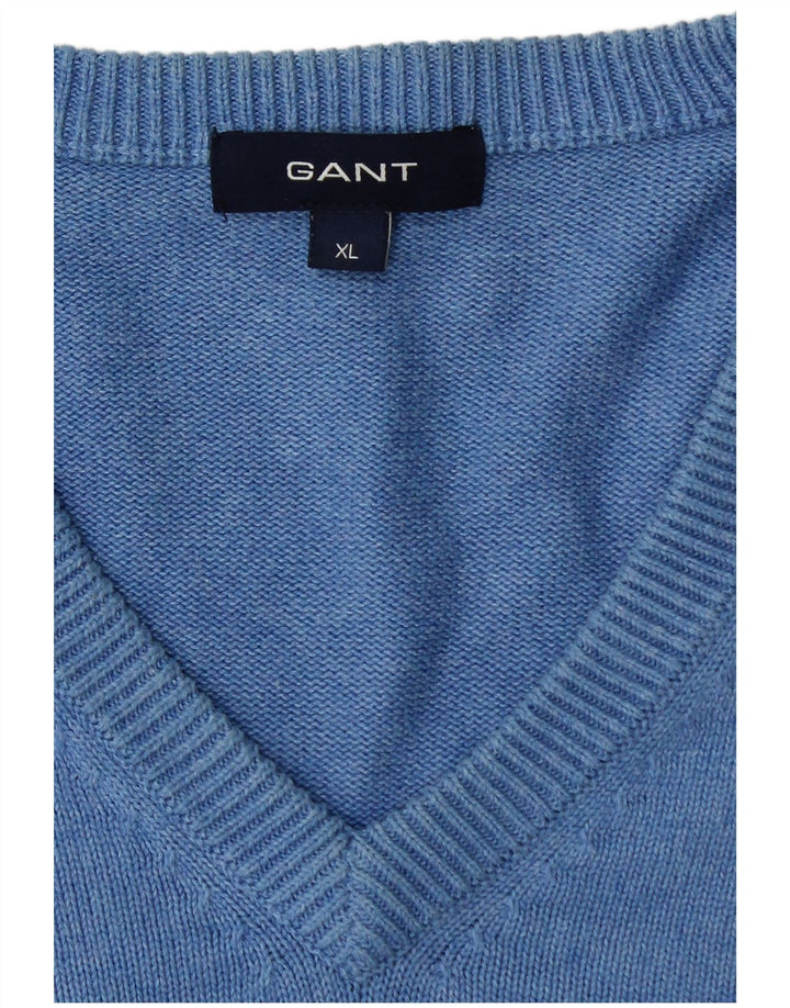 GANT Pulover cu decolteu în V pentru bărbați, XL, bumbac, albastru