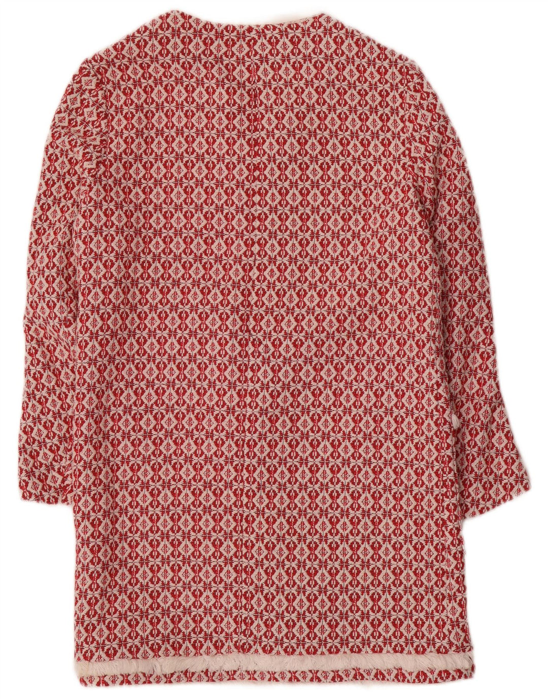 Pardesiu deschis tricot pentru femei Zara UK 10, poliester geometric, roșu, mic