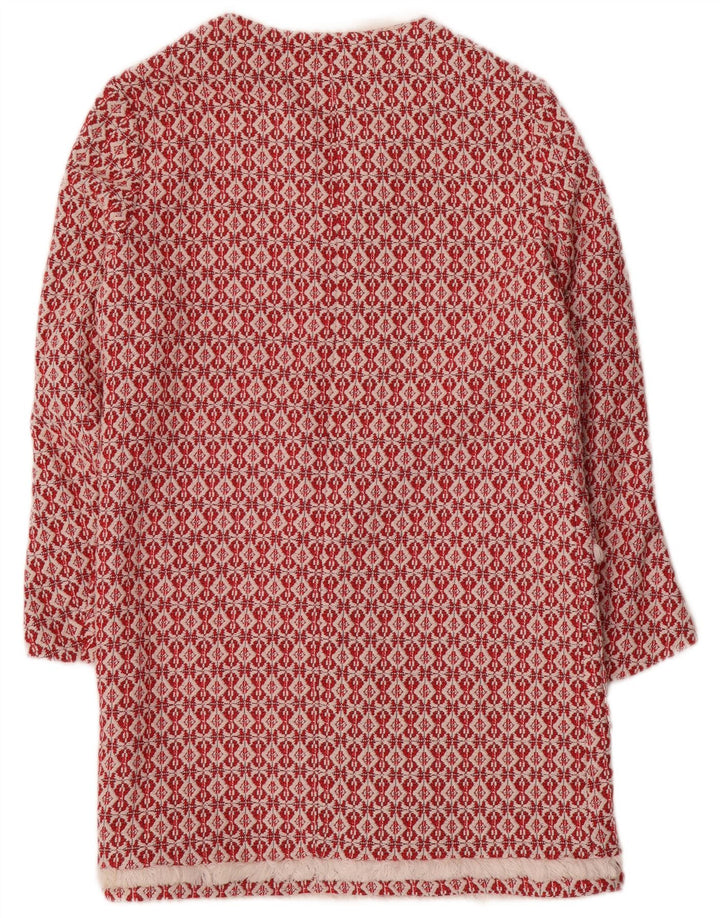 Pardesiu deschis tricot pentru femei Zara UK 10, poliester geometric, roșu, mic