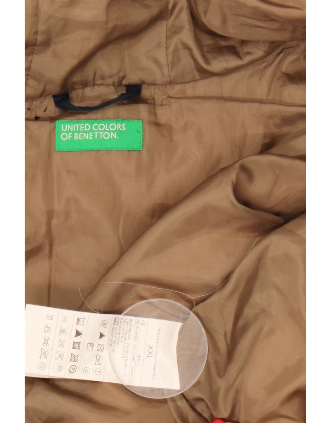 Jachetă căptușită cu glugă Benetton pentru femei UK 20 2XL Bleumarin Poliester
