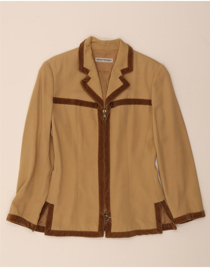 EMPORIO ARMANI Womens Blazer Jacket IT 44 Medium Beige Wool Vintage Emporio Armani and Second-Hand Emporio Armani from Messina Hembry 