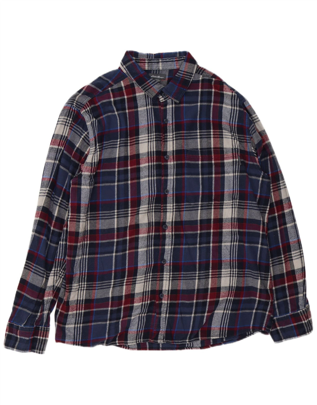 Cămașă de flanel pentru bărbați EDDIE BAUER 2XL, bumbac cu carouri bleumarin