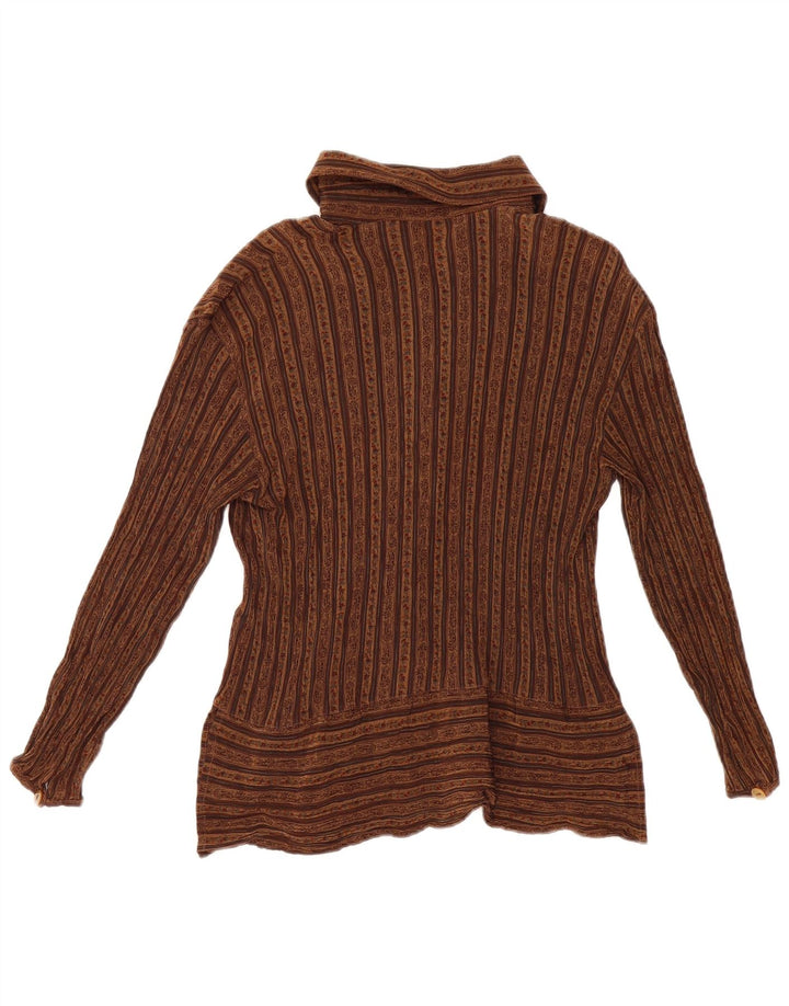 Bluză cămașă pentru femei VINTAGE UK 10 mic maro acetat floral