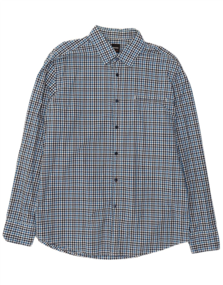 Cămașă pentru bărbați Hugo Boss Regular Fit XL Blue Gingham Bumbac
