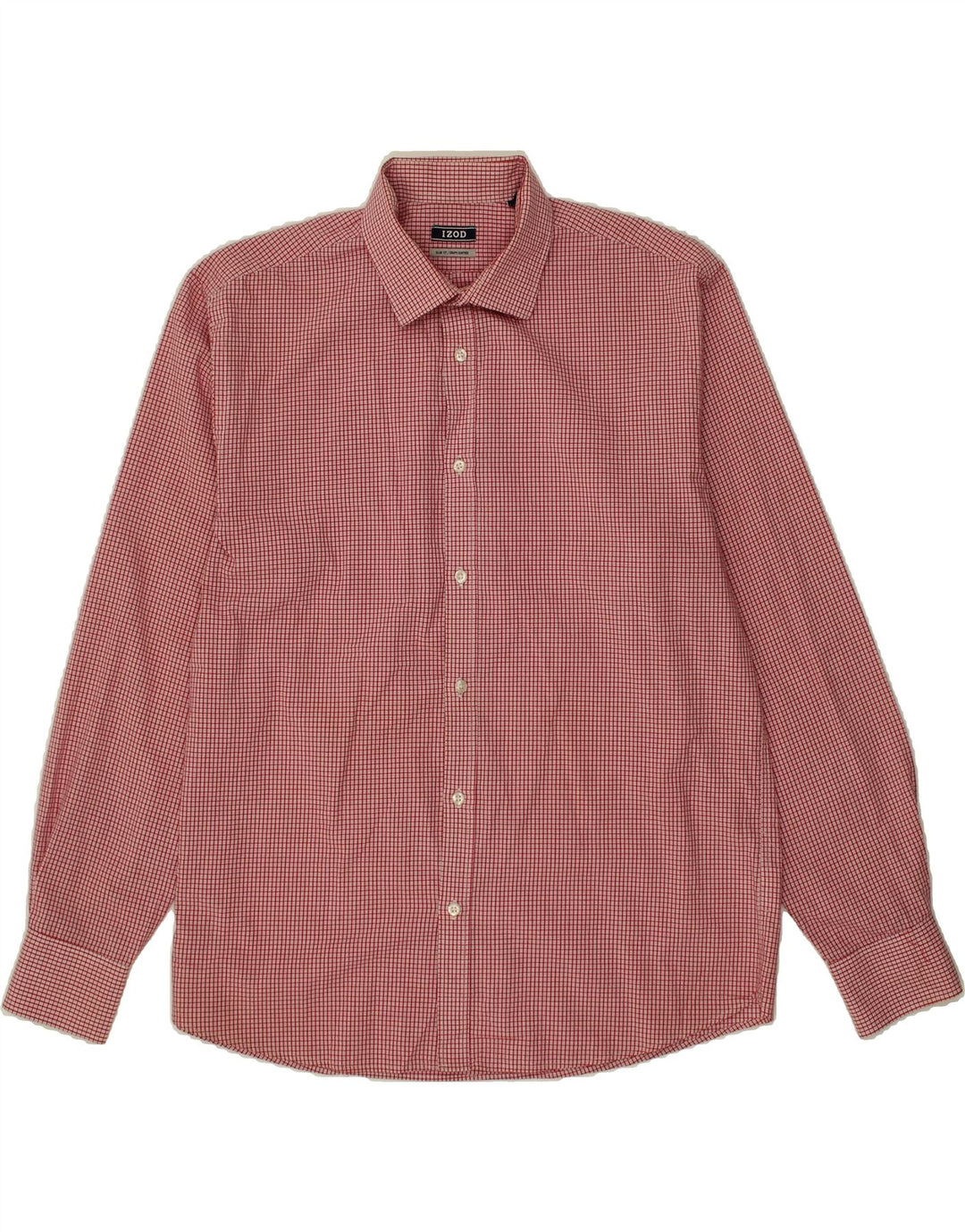 IZOD Mens Slim Fit Shirt  Size 16 1/2 Large Red Check Cotton Vintage Izod and Second-Hand Izod from Messina Hembry 