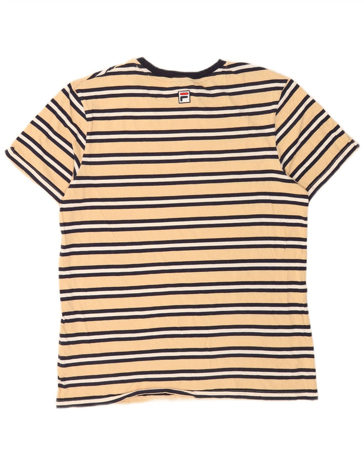 Tricou cu grafic Fila pentru bărbați Top din bumbac cu dungi galbene medii