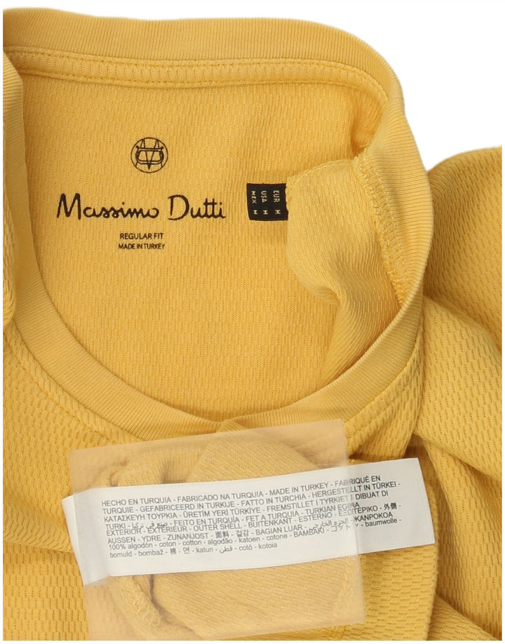 Tricou Massimo Dutti pentru bărbați, cu croiala normală, top din bumbac galben mediu