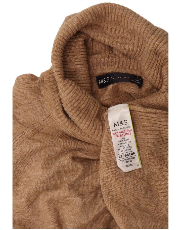 Pulover pentru femei Marks & Spencer cu gât rulat UK 14 Medium Bej Acrilic