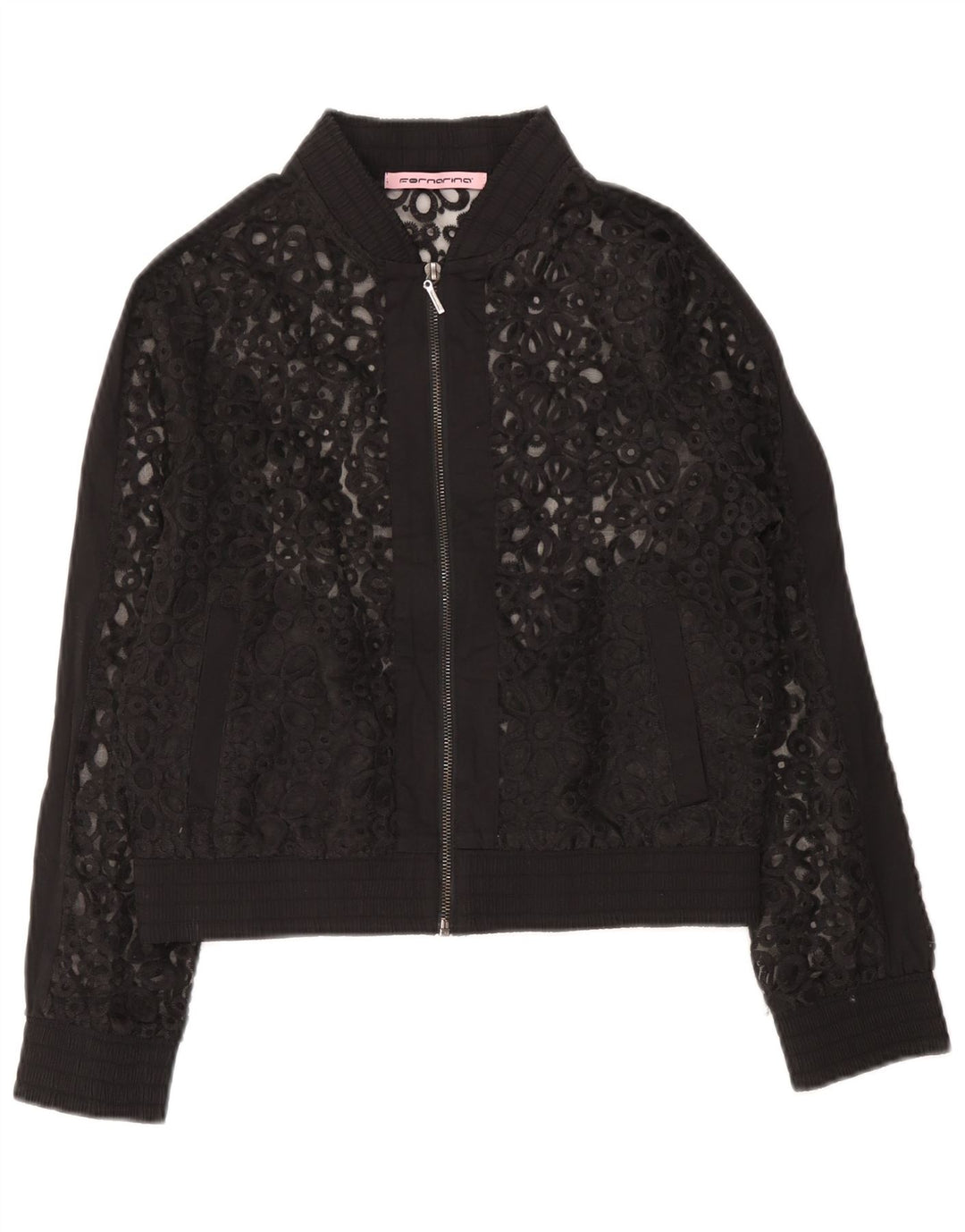 Jachetă bomber din dantelă pentru femei Fornarina UK 12 Medium Black Floral