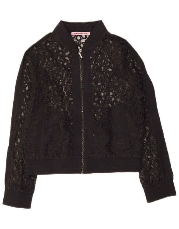 Jachetă bomber din dantelă pentru femei Fornarina UK 12 Medium Black Floral