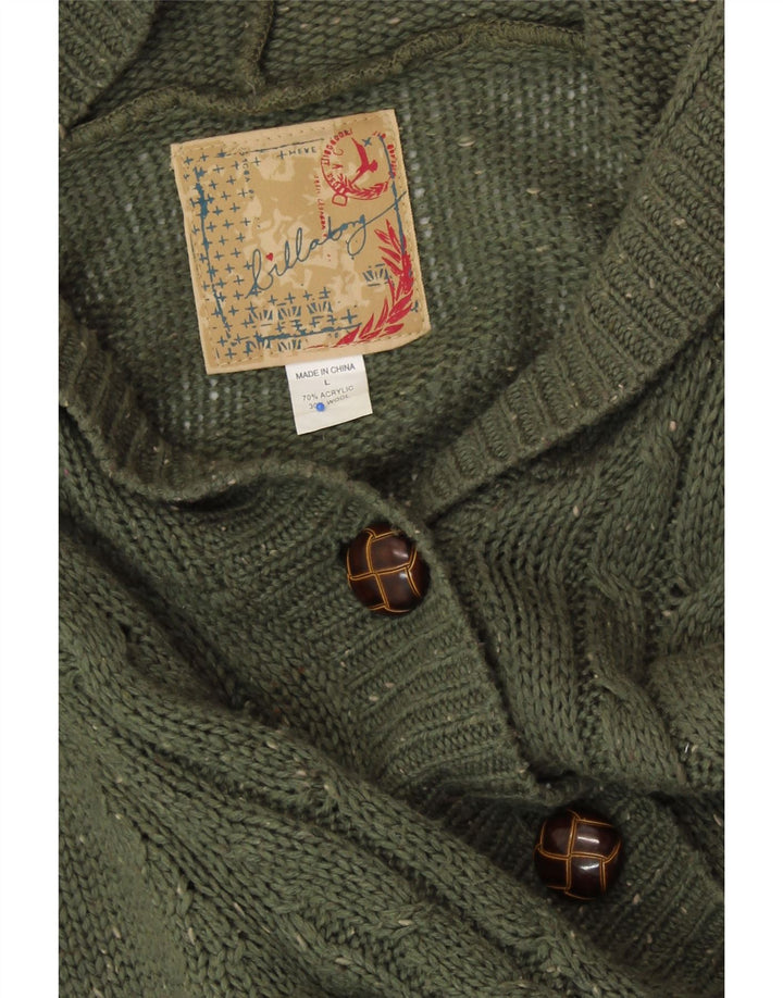 Pulover cardigan cu paragate BILLABONG pentru femei UK 14 mare, verde, pete