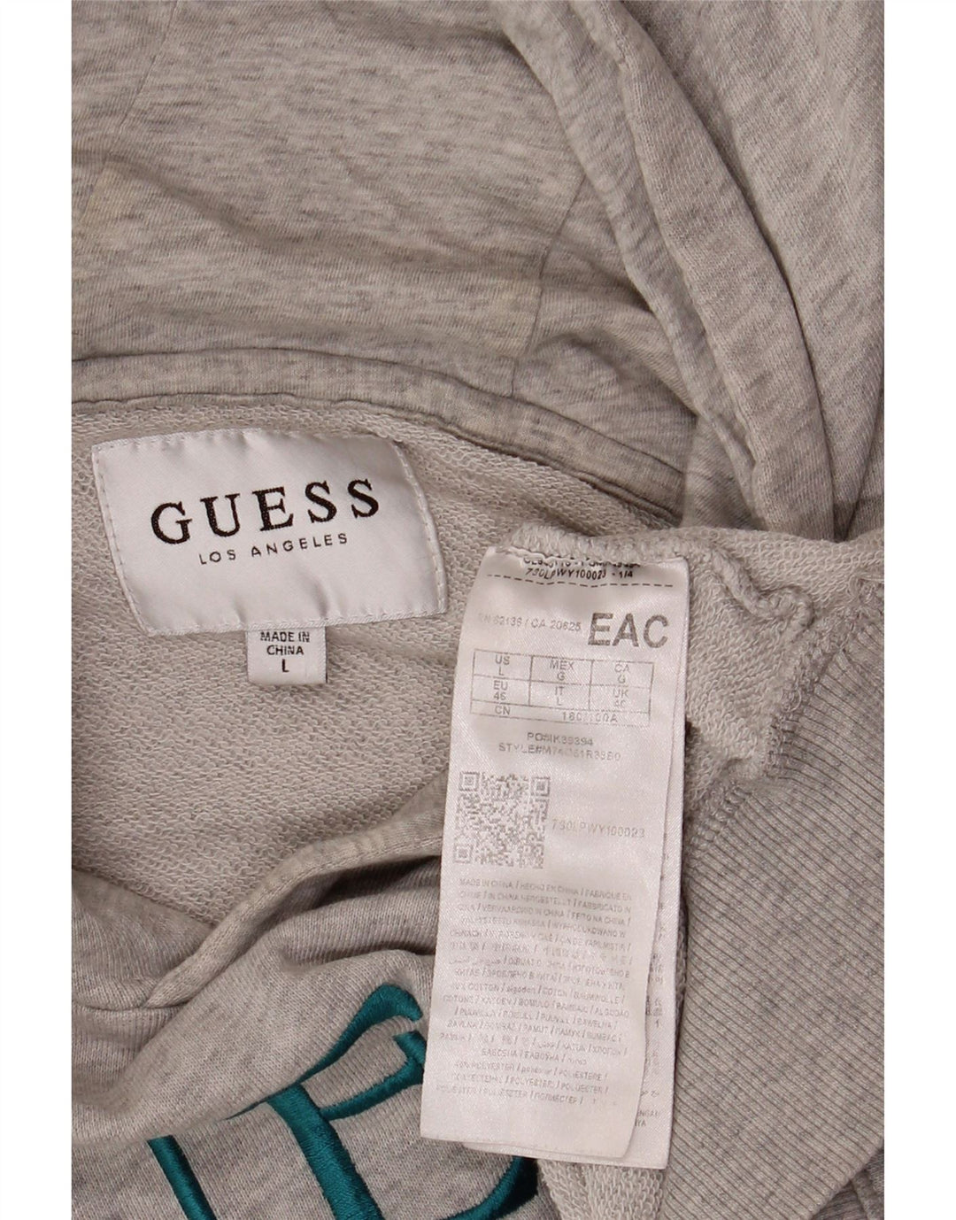 Pulover cu glugă cu grafică GUESS pentru bărbați, mare, gri, bumbac